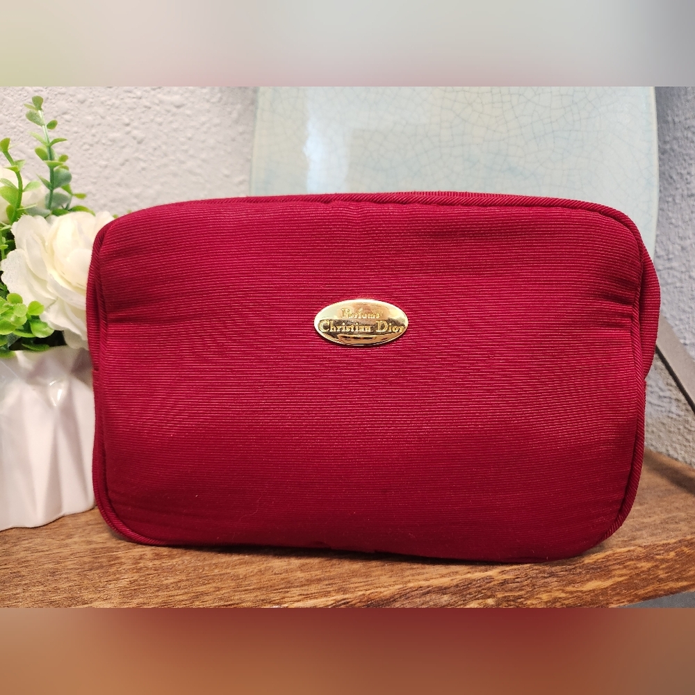 Dior Red Women's Cosmetic Travel Bag 9x6x2